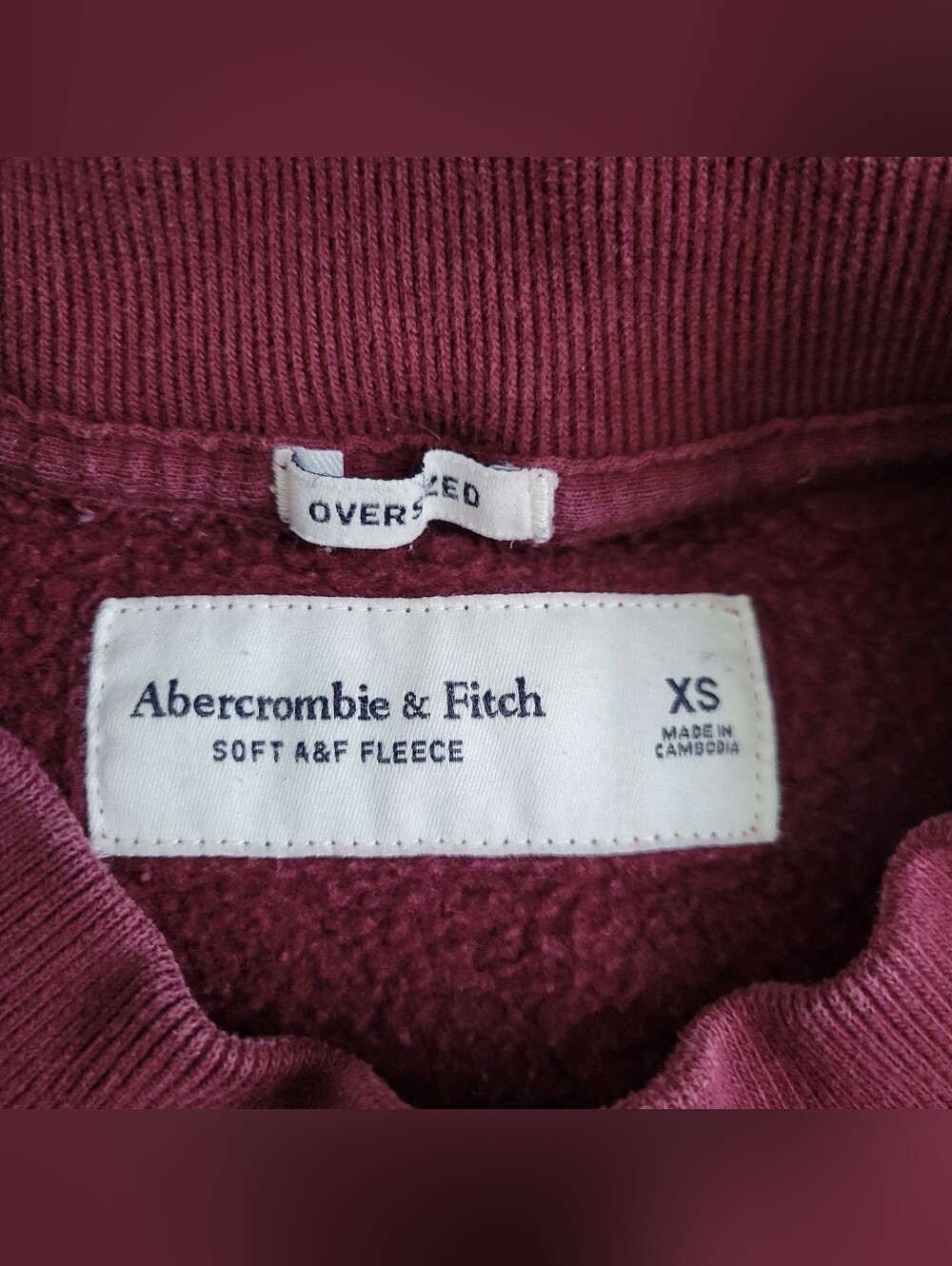 Abercrombie & Fitch Sweatshirt Mt Rainier Washington State Maroon Oversized XS - Picture 3 of 5